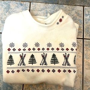 Christopher & Banks Size Large Cream Fleece Top